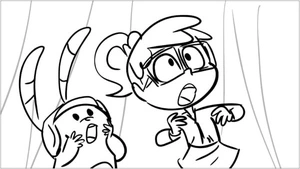 Abby and the rabbit were really scared of the monster Coloring Page