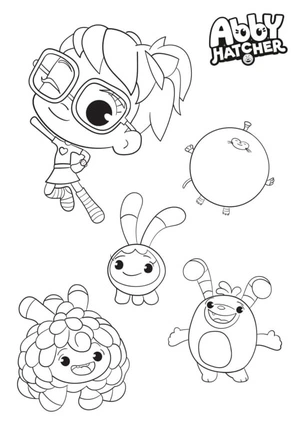 Abby Hatcher and Her Playful Kittens Coloring Page