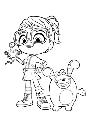 "Abby Joyful with Her Loyal Companions" Coloring Page