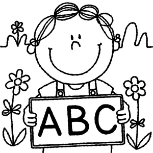 Boy with ABCs Coloring Page