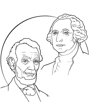 Coloring page featuring Abraham Lincoln and George Washington Coloring Page