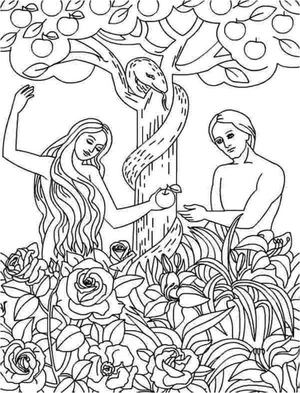 Adam and Eve lived in a garden named Eden. Coloring Page