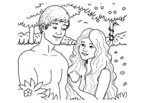 Adam and Eve Portrait Coloring Page