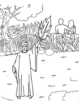 Adam and Eve's Expulsion from Paradise Without Cost Coloring Page