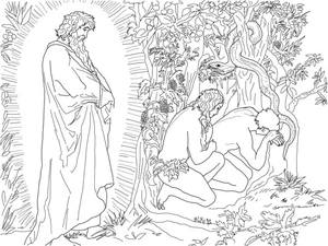God Punishes the Sins of Adam and Eve Coloring Page