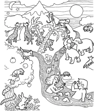 The Initial Beings Created by God Coloring Page