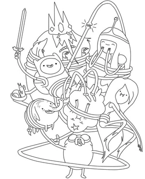 Adventure Time Characters Coloring Page