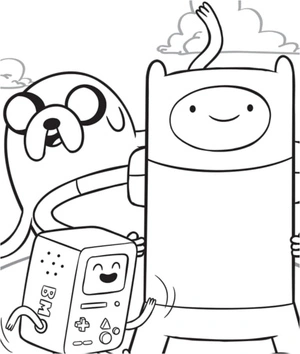 BMO, Finn, and Jake Coloring Page