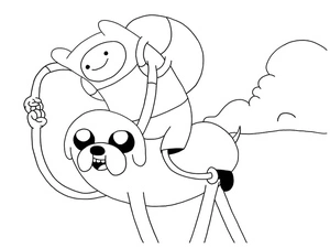 Finn and Jake Fistbump - Coloring Page Coloring Page