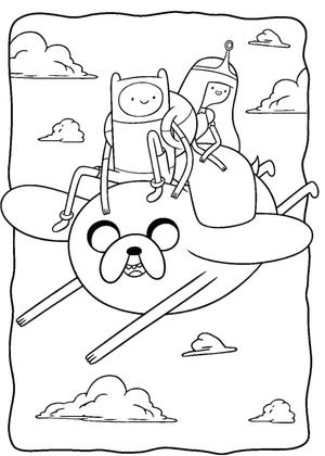 Finn, Jake, and Princess Bubblegum Coloring Page