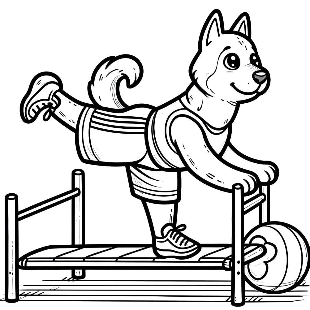 Dog doing aerobics Coloring Page