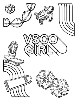 Aesthetic VSCO Girl Coloring Page
