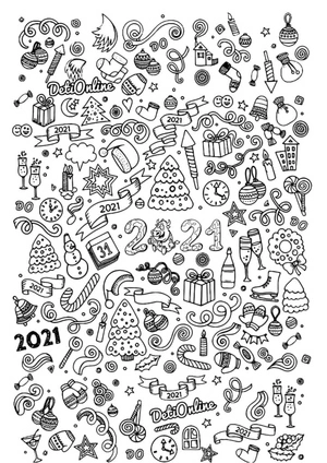 Drawings Depicting New Year Aesthetics Coloring Page