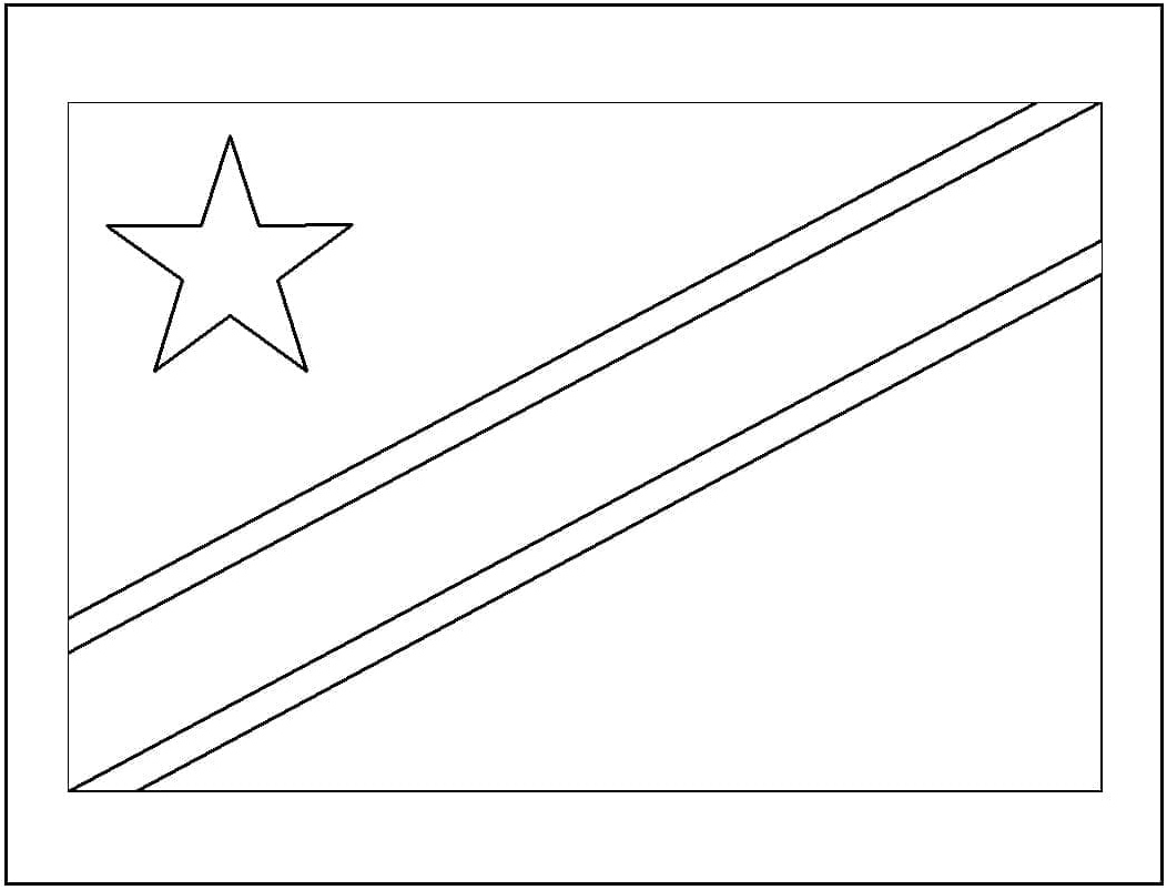 Coloring page of the Flag of the Democratic Republic of the Congo Coloring Page