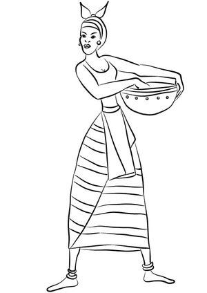 Woman from Africa Coloring Page