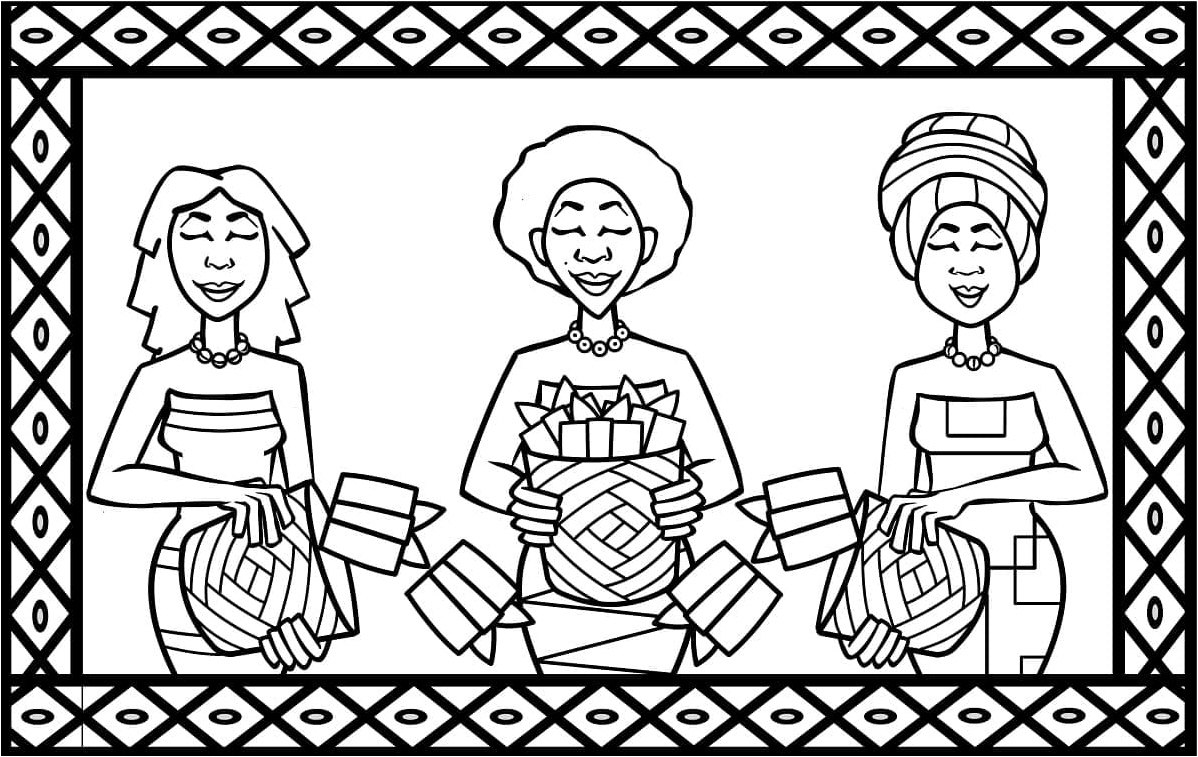 Women from Africa Coloring Page