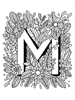 Alphabet Flower Coloring Page - Letter M