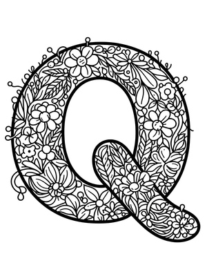 Q Flower Alphabet Coloring Page