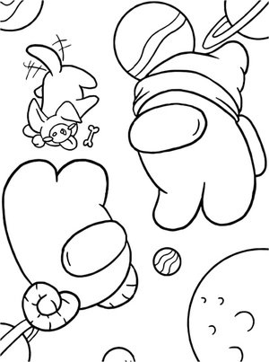 Among Us Space Adventure Coloring Page