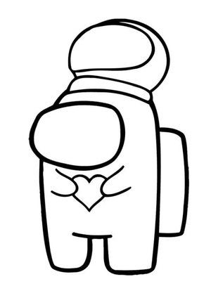 Among Us with a Heart Coloring Page