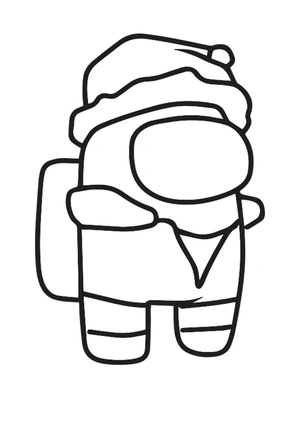 "Among Us with a Santa Hat on" Coloring Page