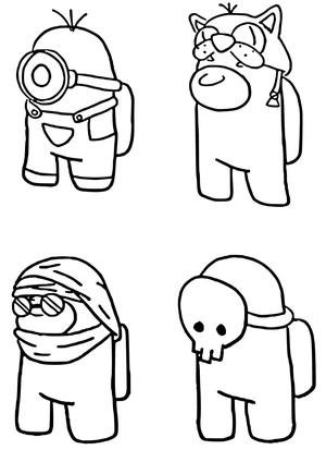 Cute Among Us Characters Coloring Page Coloring Page