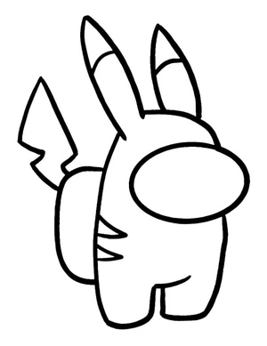 Pikachu in a Basic Among Us Skin Coloring Page