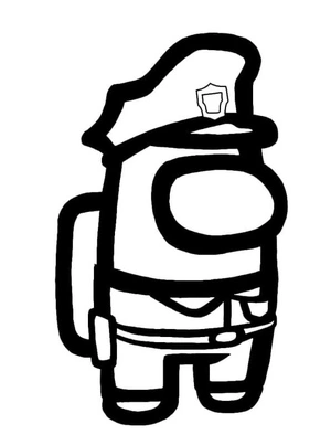 Police-themed Among Us Skin Coloring Page