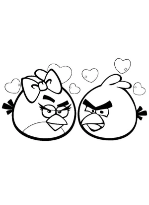 Couple of Angry Birds Coloring Page