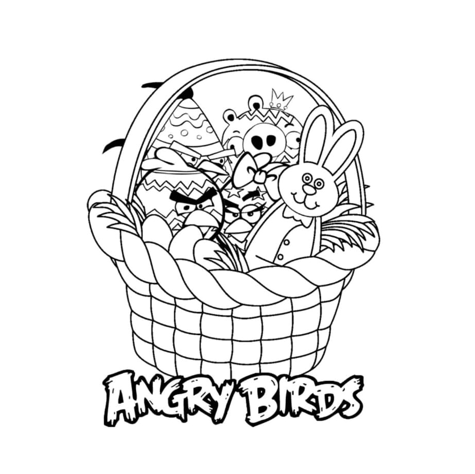 Easter-themed Angry Birds Basket Coloring Page
