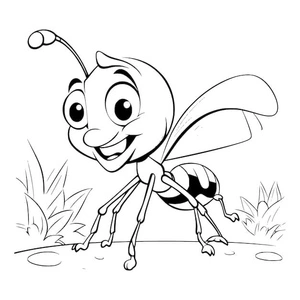 Amusing Winged Ant Coloring Page