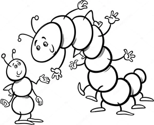 Ant and Caterpillar Coloring Page