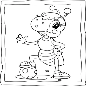 Ant Playing with Ball Coloring Page