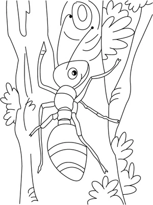 Ants Climbing a Tree Coloring Page
