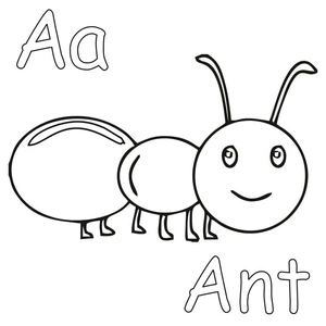 Simple Letter A and Ant Coloring Page