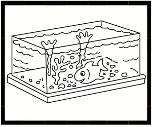 Aquarium with a Rectangular Shape Coloring Page
