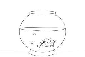 Fish in a Small Aquarium Coloring Page