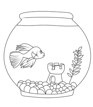 Underwater Kingdom: Fish and Castle in an Aquarium