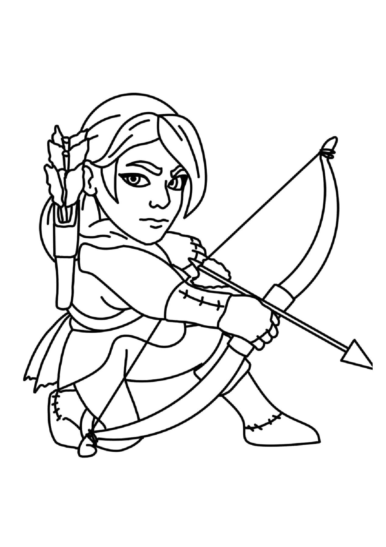 Archer Girl Coloring Page