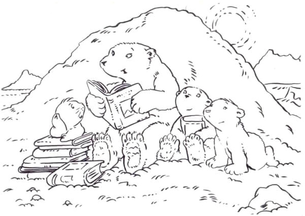 A Thrilling Night with Baby Bears Coloring Page