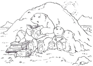 A Thrilling Night with Baby Bears Coloring Page