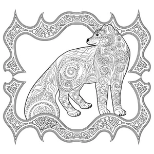 Arctic Fox Antistress Coloring Page Coloring Page