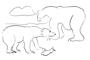 Bears Fishing Coloring Page