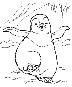 Penguin Playing with Friends Coloring Page