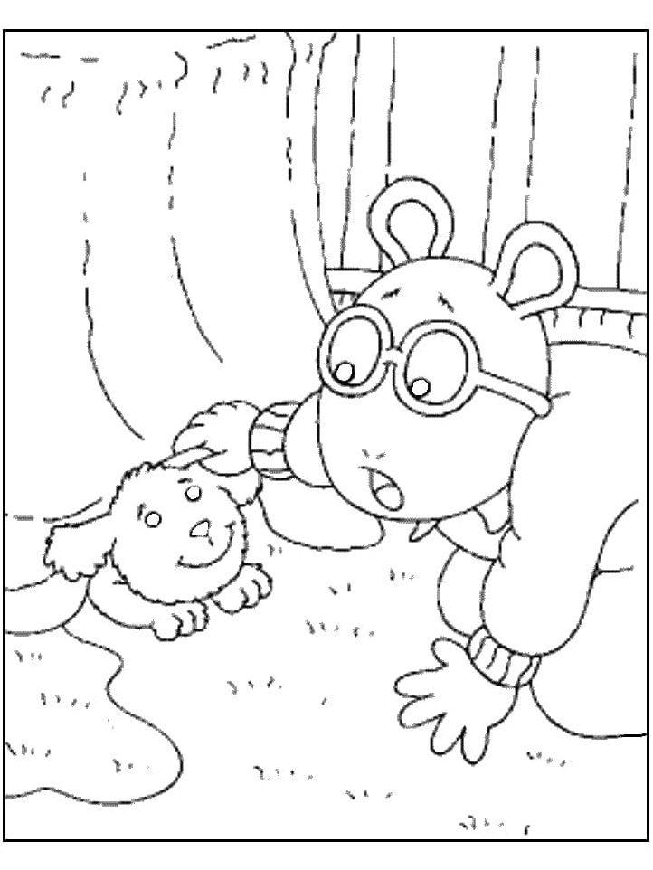 Arthur and His Doglet Coloring Page