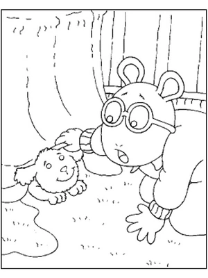 Arthur and His Doglet Coloring Page