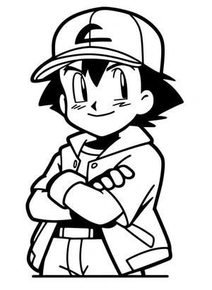 Adorable Ash Ketchum Coloring Page