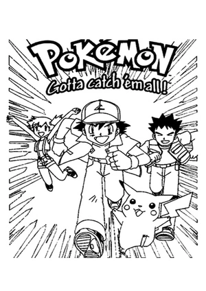 Ash Ketchum and his friends Coloring Page