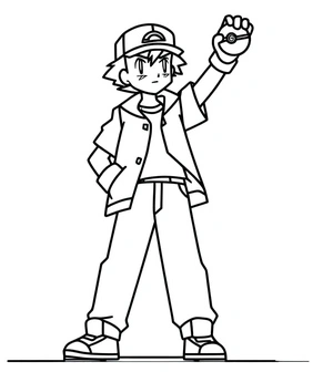 Incredible Ash Ketchum Coloring Page
