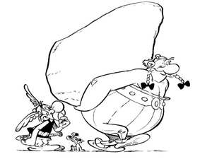 Obelix is capable of lifting a stone that is larger than him in size.